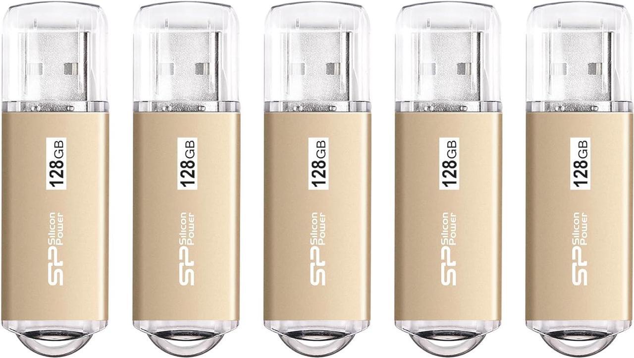 Main image of Silicon Power 128GB x 5 Pack USB 3.0 / 3.1 Gen1 USB Flash drive Blaze B02 (Champagne Gold)