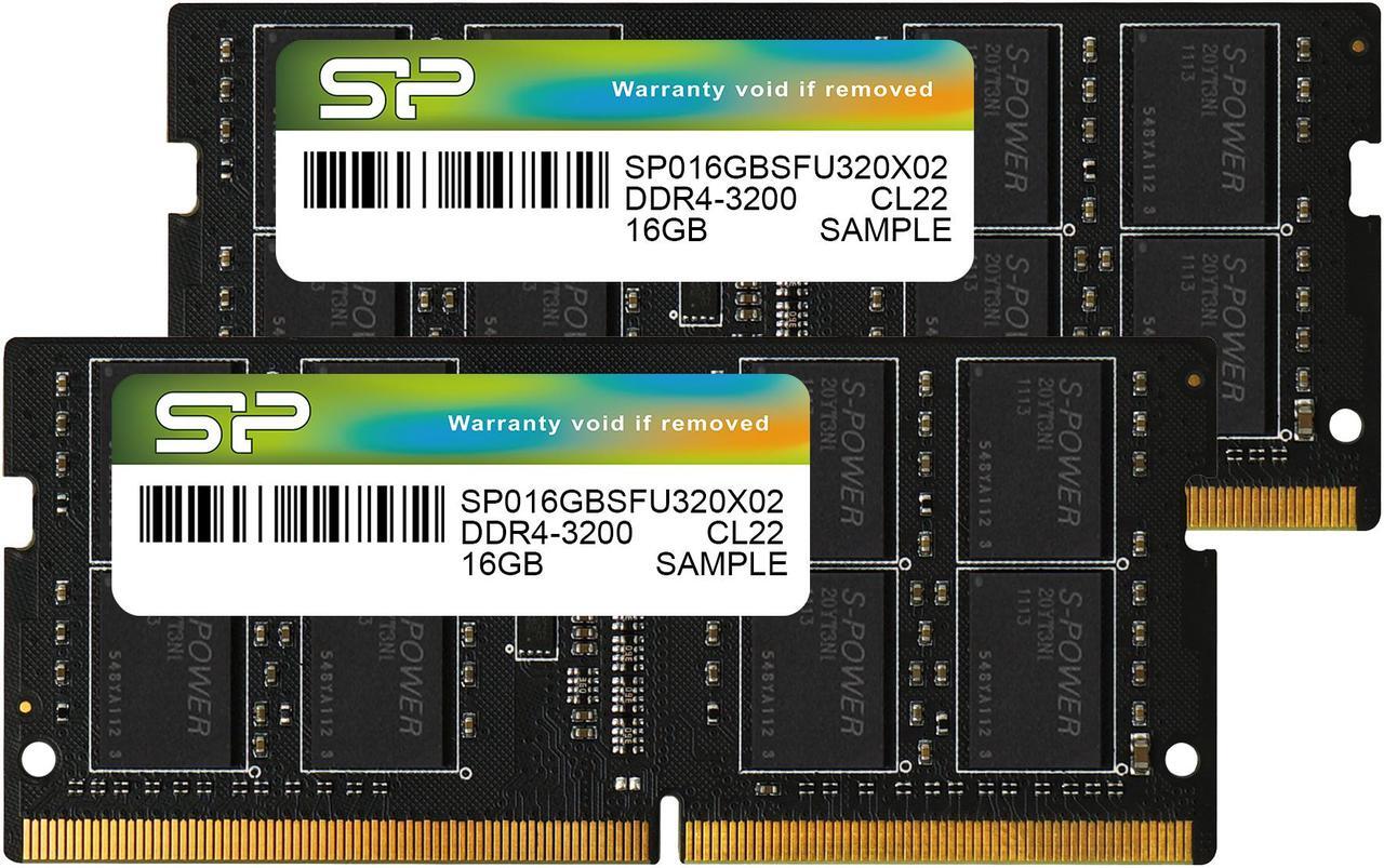 Main image of Silicon Power DDR4 32GB (2x16GB) 3200MHz (PC4-25600) CL22 SODIMM 260-Pin 1.2V Non-ECC Laptop RAM Notebook Computer Memory SU032GBSFU320X22SN