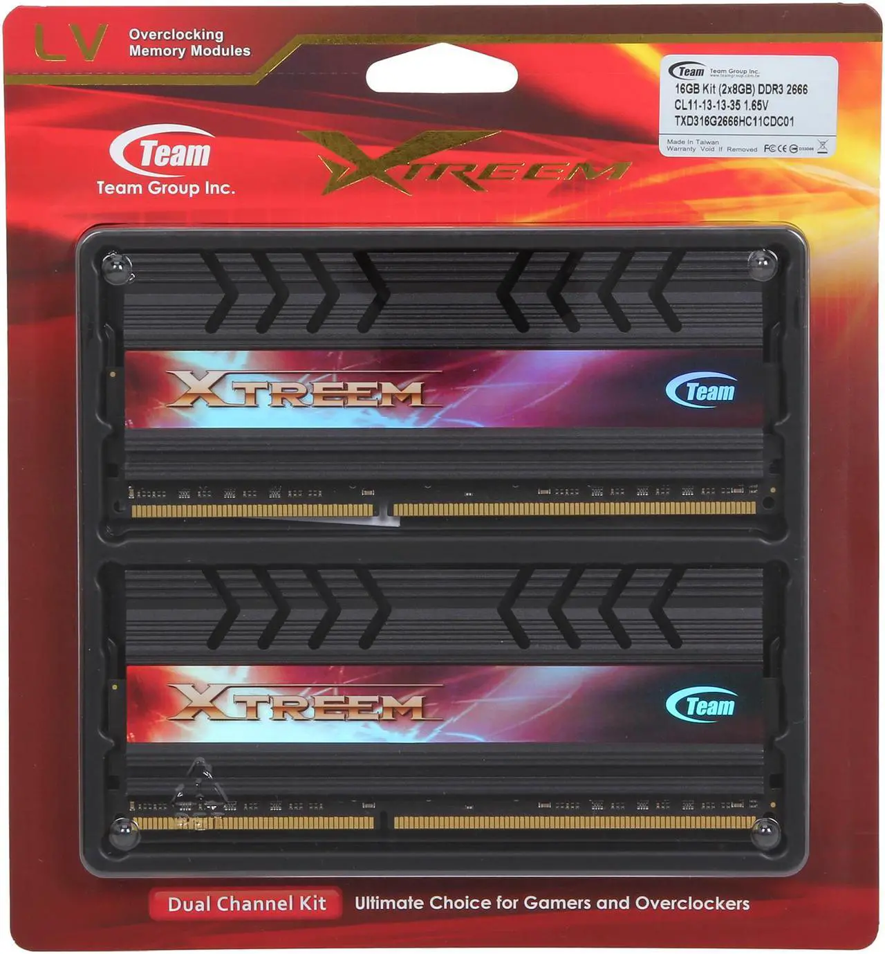 Alt view image 3 of 3 - Team Xtreem 16GB (2 x 8GB) DDR3 2666 (PC3 21300) Desktop Memory Model TXD316G2666HC11CDC01