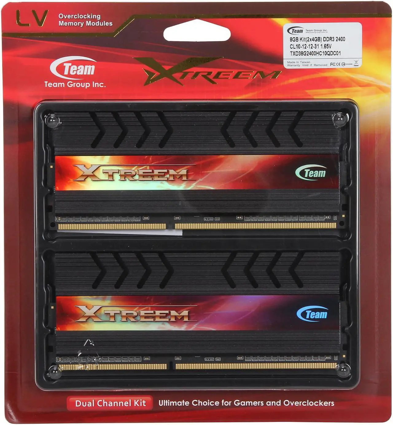 Alt view image 3 of 3 - Team Xtreme 8GB (2 x 4GB) DDR3 2400 (PC3 19200) Desktop Memory Model TXD38G2400HC10QDC01