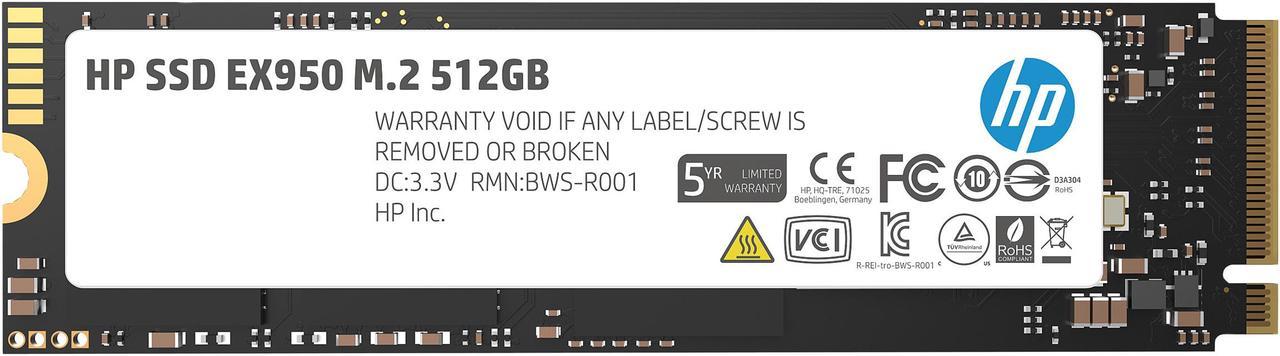 HP EX950 M.2 2280 512GB PCle Gen3 x4, NVMe1.3 3D NAND Internal Solid State Drive (SSD) 5MS22AA#ABC