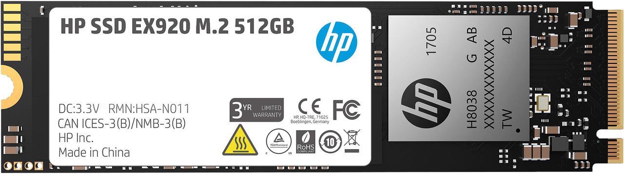 Main image of HP EX920 M.2 512GB PCIe 3.0 x4 NVMe 3D TLC NAND Internal Solid State Drive (SSD) 2YY46AA#ABC