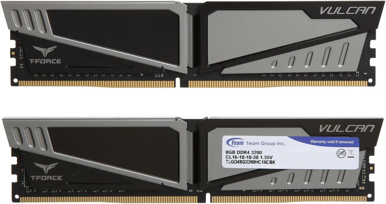 Alt view image 2 of 3 - Team T-Force Vulcan 16GB (2 x 8GB) DDR4 3200 (PC4 25600) Desktop Memory Model TLGD416G3200HC16CDC01