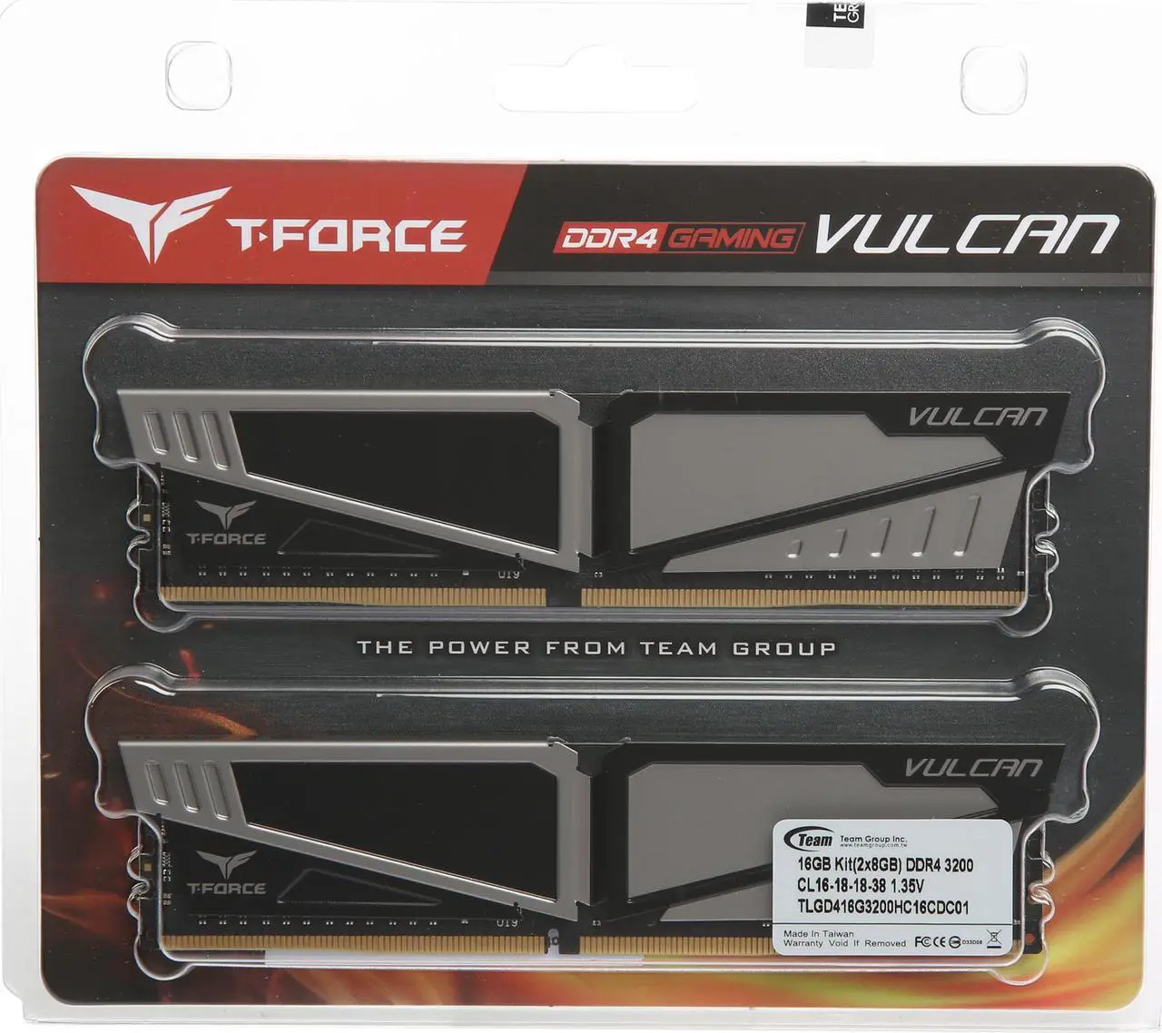 Alt view image 3 of 3 - Team T-Force Vulcan 16GB (2 x 8GB) DDR4 3200 (PC4 25600) Desktop Memory Model TLGD416G3200HC16CDC01