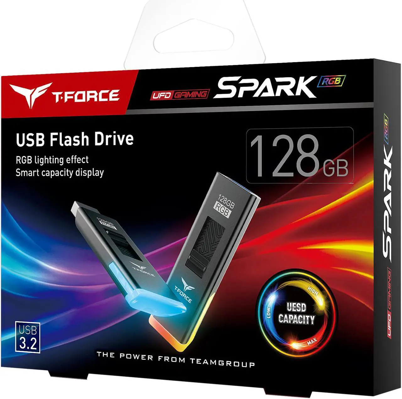 Alt view image 6 of 6 - Team T-FORCE SPARK RGB 128GB USB 3.2 Flash Drive