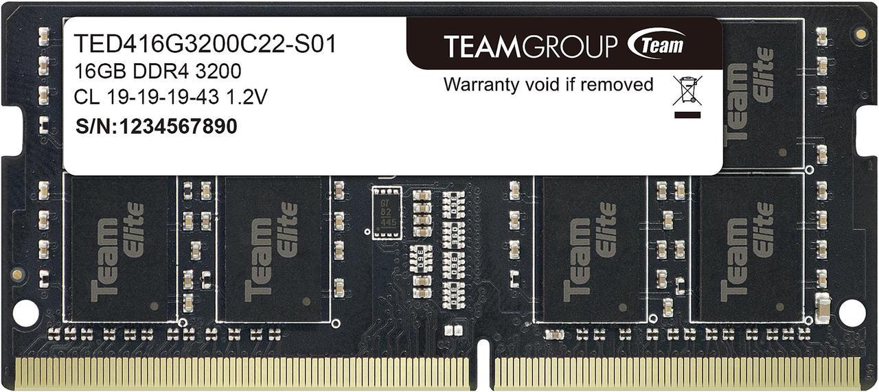 Team Elite 16GB 260-Pin DDR4 SO-DIMM DDR4 3200 (PC4 25600) Laptop Memory Model TED416G3200C22-S01