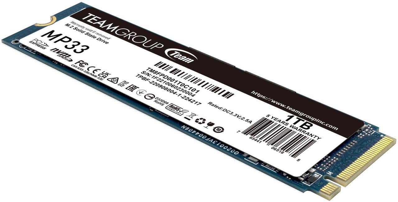 Alt view image 3 of 4 - Team Group MP33 PRO M.2 2280 1TB PCIe 3.0 x4 with NVMe 1.3 3D NAND Internal Solid State Drive (SSD) TM8FPD001T0C101