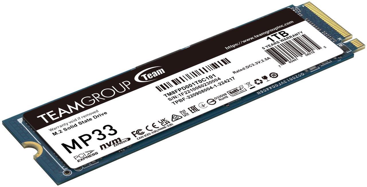 Alt view image 4 of 4 - Team Group MP33 PRO M.2 2280 1TB PCIe 3.0 x4 with NVMe 1.3 3D NAND Internal Solid State Drive (SSD) TM8FPD001T0C101