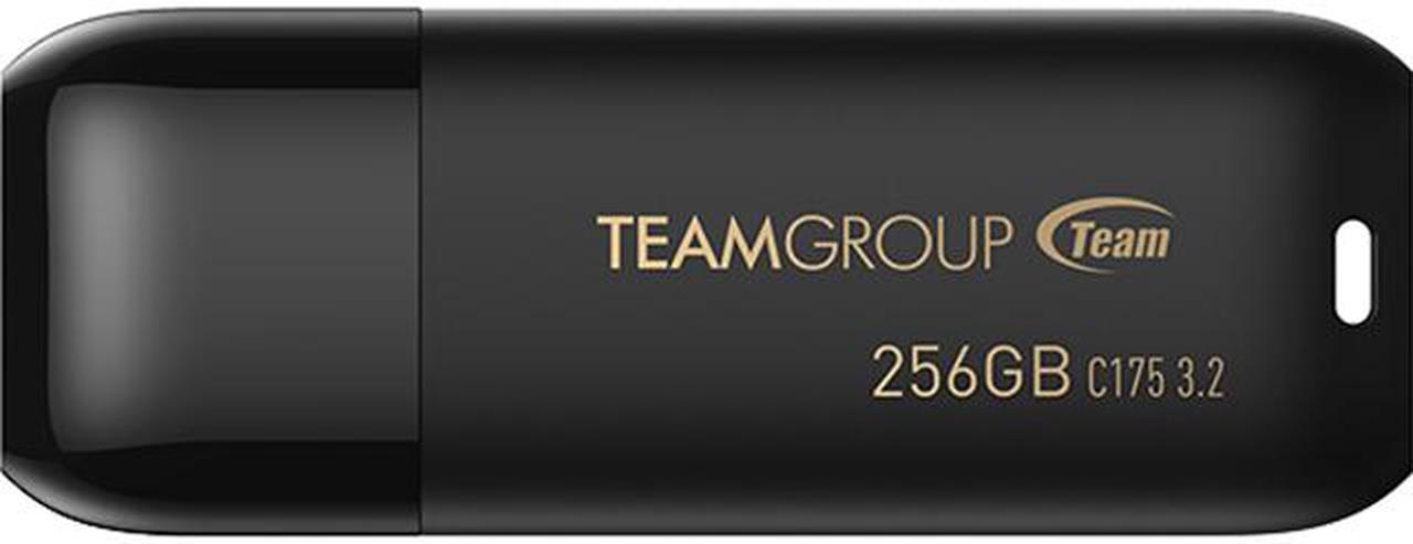 TEAMGROUP C175 256GB USB 3.2 Gen 1 Flash Drive Rounded Streamlined Unibody Design Black Pearl Seamless Construction Matte and Glossy Finish, Speed Up to 100MB/s (TC1753256GB01)