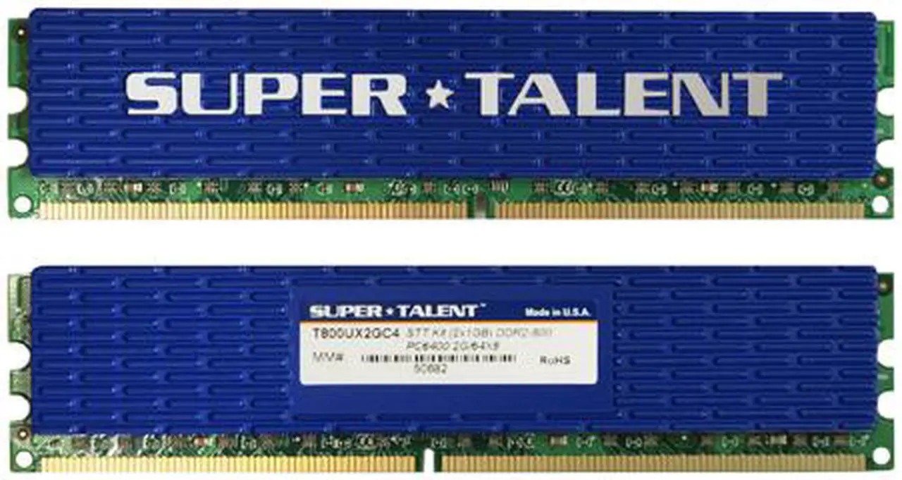 Alt view image 2 of 3 - SUPER TALENT 2GB (2 x 1GB) DDR2 800 (PC2 6400) Dual Channel Kit Desktop Memory Model T800UX2GC4