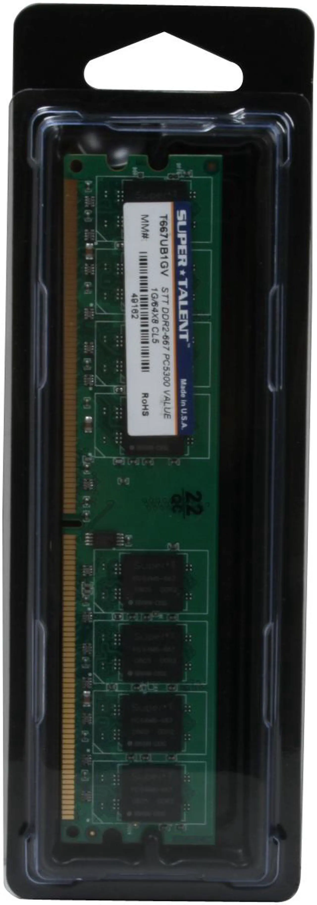 Alt view image 3 of 3 - SUPER TALENT 1GB DDR2 667 (PC2 5400) Desktop Memory Model T667UB1GV