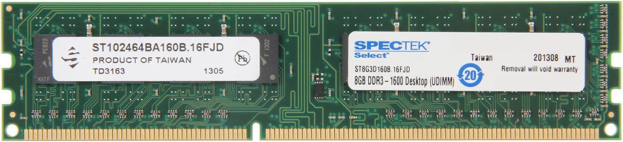 Main image of SPECTEK by Micron Technology 8GB DDR3 1600 (PC3 12800) Desktop Memory Model ST8G3D160B