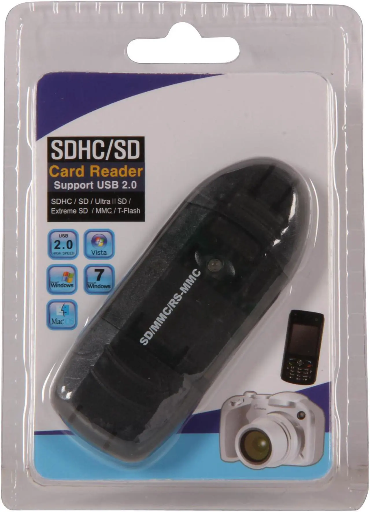 Alt view image 5 of 5 - Nippon Labs VCR-339-BK Black USB 2.0 Supports SDHC/ SD/ MMC II/ RS MMC/ Ultra II SD/ Extreme SD/ Extreme III SD/ *MiniSD/ *MMC Micro/ *Micro SD Memory Card Reader - OEM