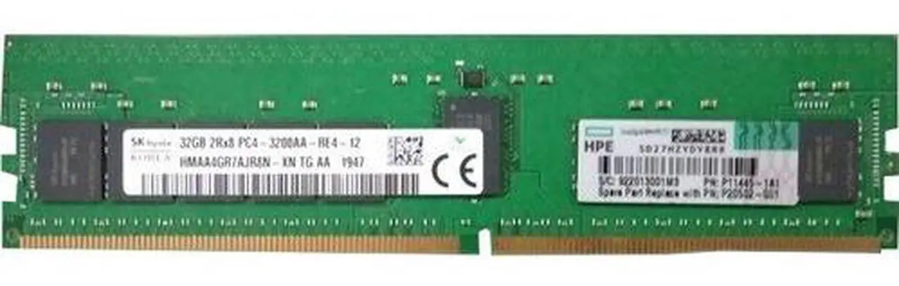 Main image of HPE P20502-001  32GB DDR4 SDRAM Memory Module - For Server - 32 GB (1 x 32GB) - DDR4-3200/PC4-25600 DDR4 SDRAM - 3200 MHz Dual-rank Memory - CL22 - 1.20 V - ECC - Registered - 288-pin