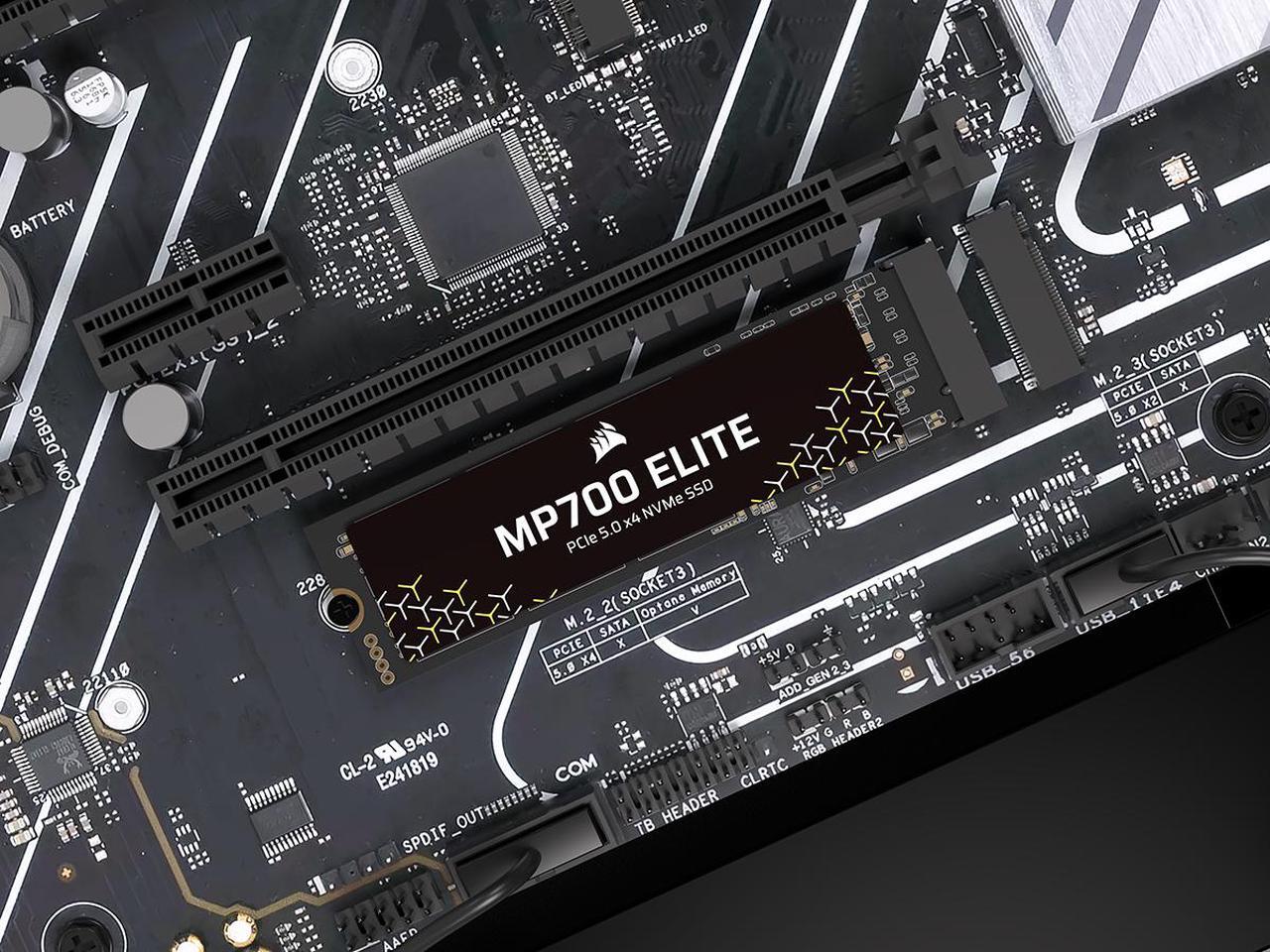 Alt view image 7 of 20 - Corsair MP700 Elite M.2 2280 1TB PCI-Express 5.0 x4 3D TLC Internal Solid State Drive (SSD) Up to 10000 MB/s CSSD-F1000GBMP700ENH