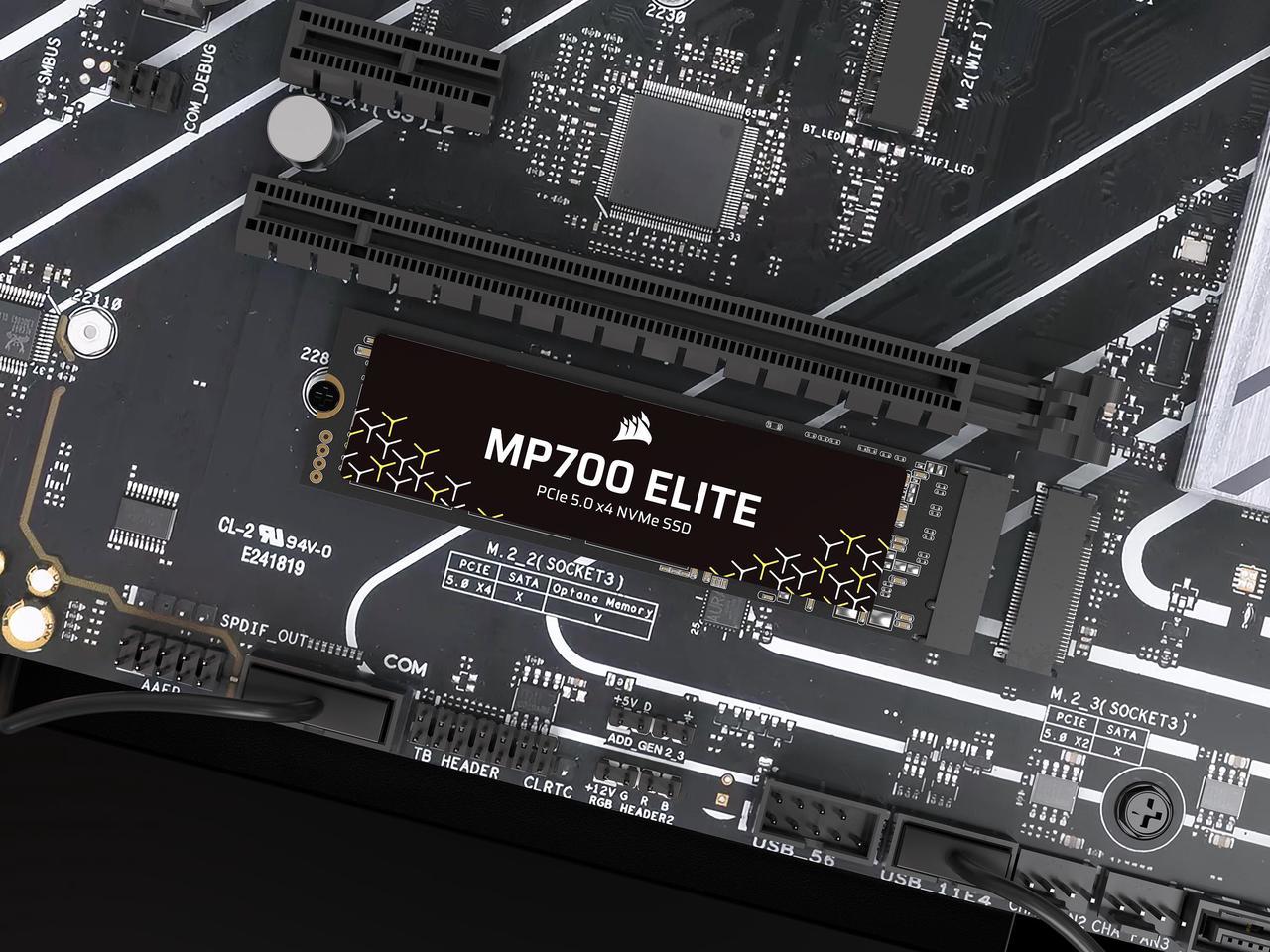 Alt view image 8 of 20 - Corsair MP700 Elite M.2 2280 1TB PCI-Express 5.0 x4 3D TLC Internal Solid State Drive (SSD) Up to 10000 MB/s CSSD-F1000GBMP700ENH
