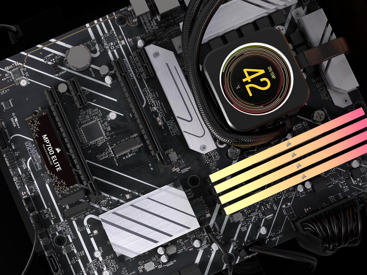 Alt view image 11 of 20 - Corsair MP700 Elite M.2 2280 1TB PCI-Express 5.0 x4 3D TLC Internal Solid State Drive (SSD) Up to 10000 MB/s CSSD-F1000GBMP700ENH