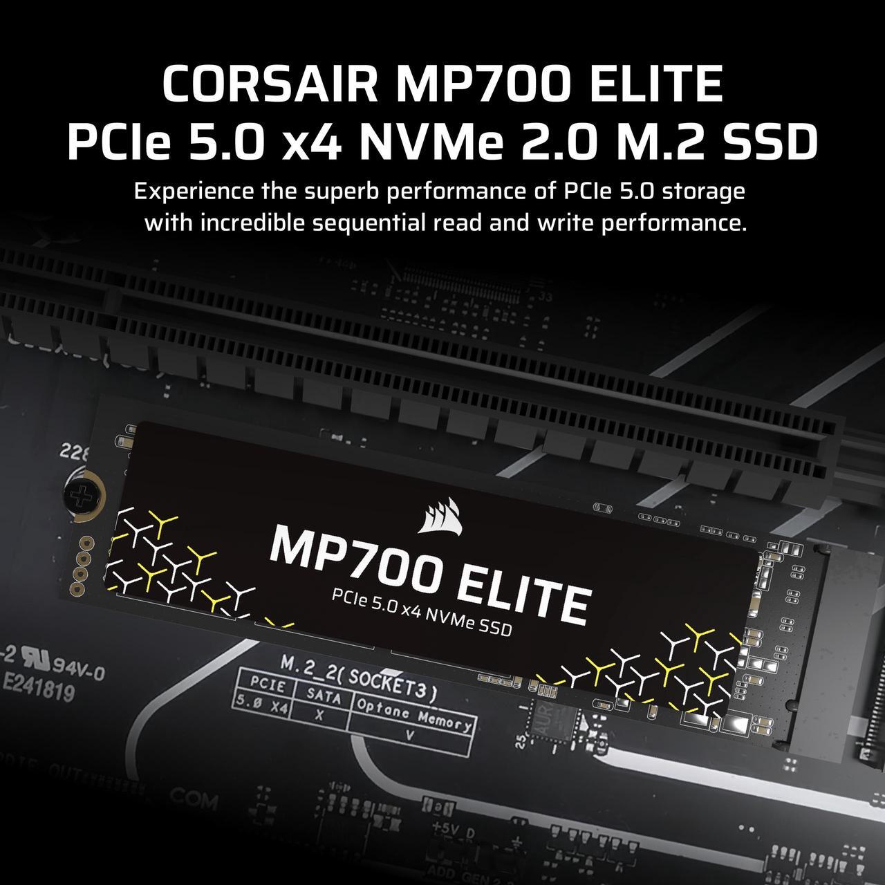 Alt view image 13 of 20 - Corsair MP700 Elite M.2 2280 1TB PCI-Express 5.0 x4 3D TLC Internal Solid State Drive (SSD) Up to 10000 MB/s CSSD-F1000GBMP700ENH