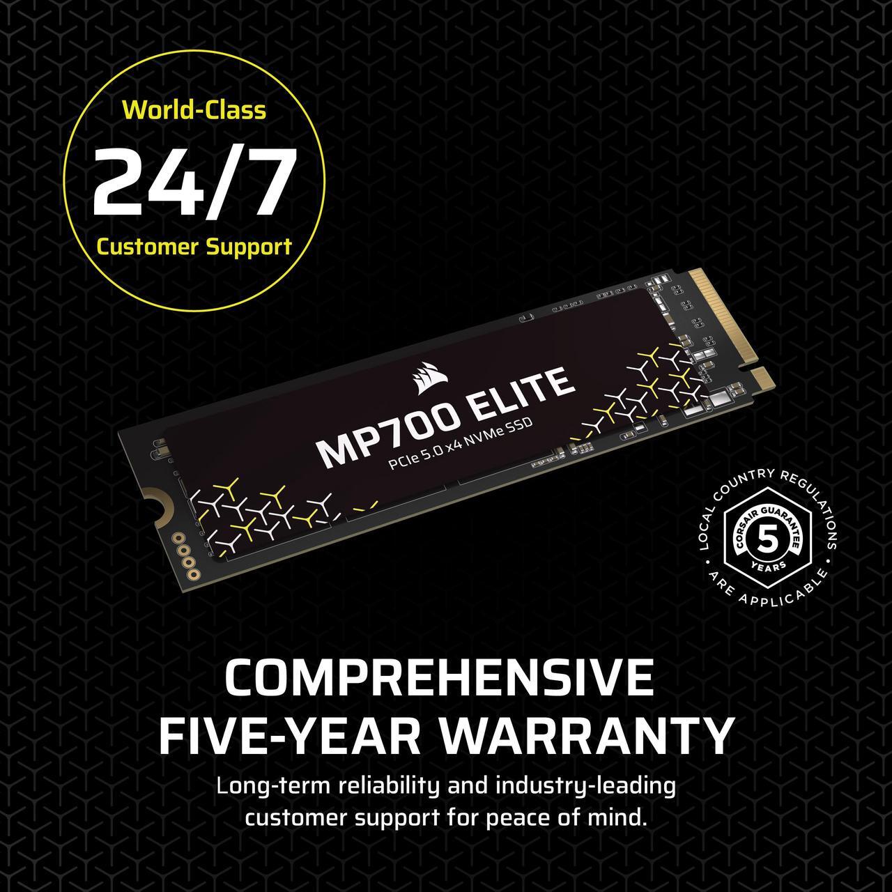 Alt view image 16 of 20 - Corsair MP700 Elite M.2 2280 1TB PCI-Express 5.0 x4 3D TLC Internal Solid State Drive (SSD) Up to 10000 MB/s CSSD-F1000GBMP700ENH