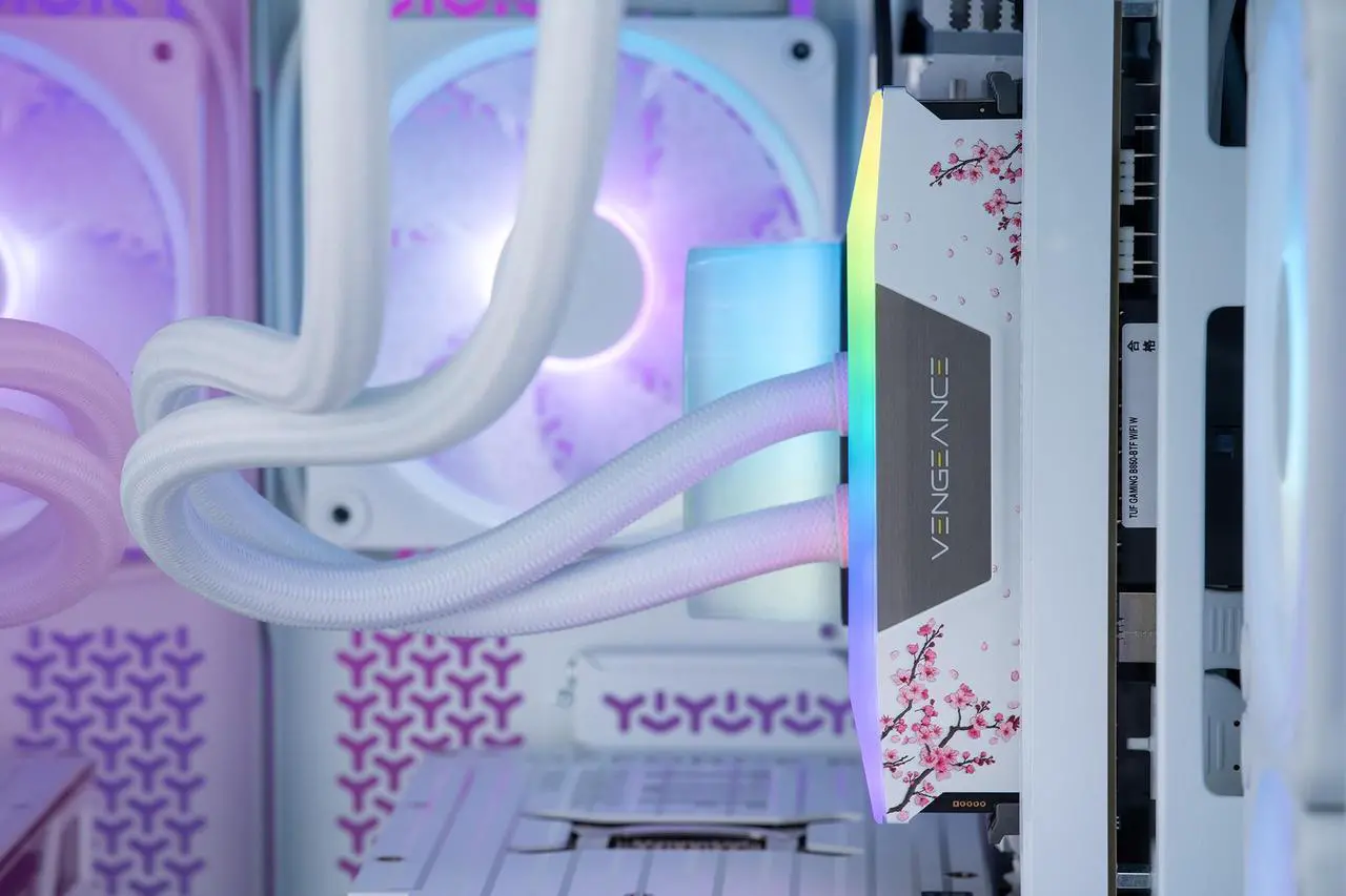 Alt view image 5 of 6 - CORSAIR Vengeance RGB 32GB (2 x 16GB) 288-Pin PC RAM DDR5 6000 (PC5 48000) Custom Lab Cherry Blossom Desktop Memory Model CMH32GX5M2B6000Z30WCB - White