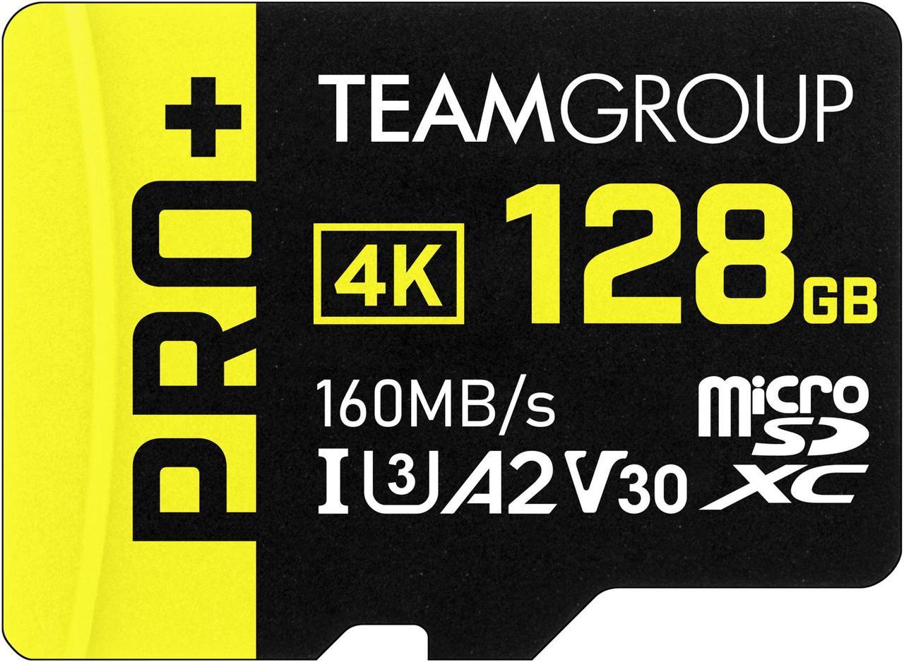 Team 128GB PRO+ microSDXC UHS-I/U3 Class 10 Memory Card with Adapter, compatible with Nintendo-Switch, Steam Deck, and ROG Ally, Speed Up to 160MB/s(TPPMSDX128GIA2V3003)