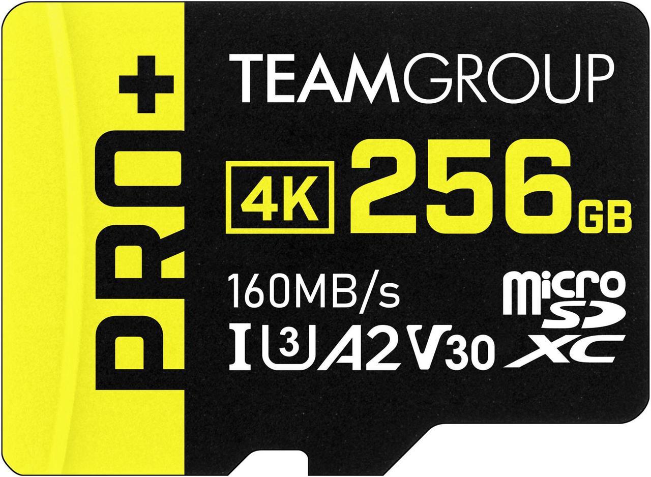 Team 256GB PRO+ microSDXC UHS-I/U3 Class 10 Memory Card with Adapter, compatible with Nintendo-Switch, Steam Deck, and ROG Ally, Speed Up to 160MB/s (TPPMSDX256GIA2V3003)