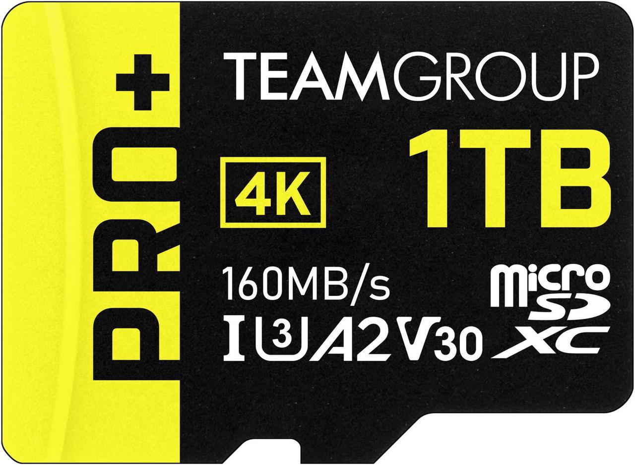 Team 1TB Pro+ microSDXC UHS-I/U3 Class 10 Memory Card with Adapter, compatible with Nintendo-Switch, Steam Deck, and ROG Ally, Speed Up to 160MB/s (TPPMSDX1TIA2V3003)