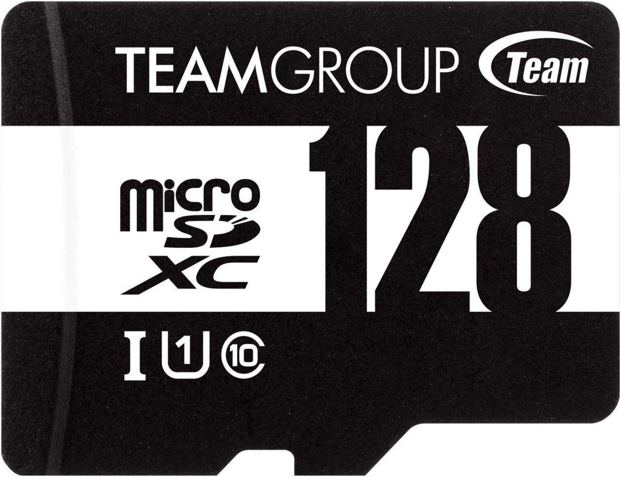 Team 128GB microSDHC UHS-I/U1 Class 10 Memory Card with Adapter, Speed Up to 100MB/s (TUSDX128GCL10U03)