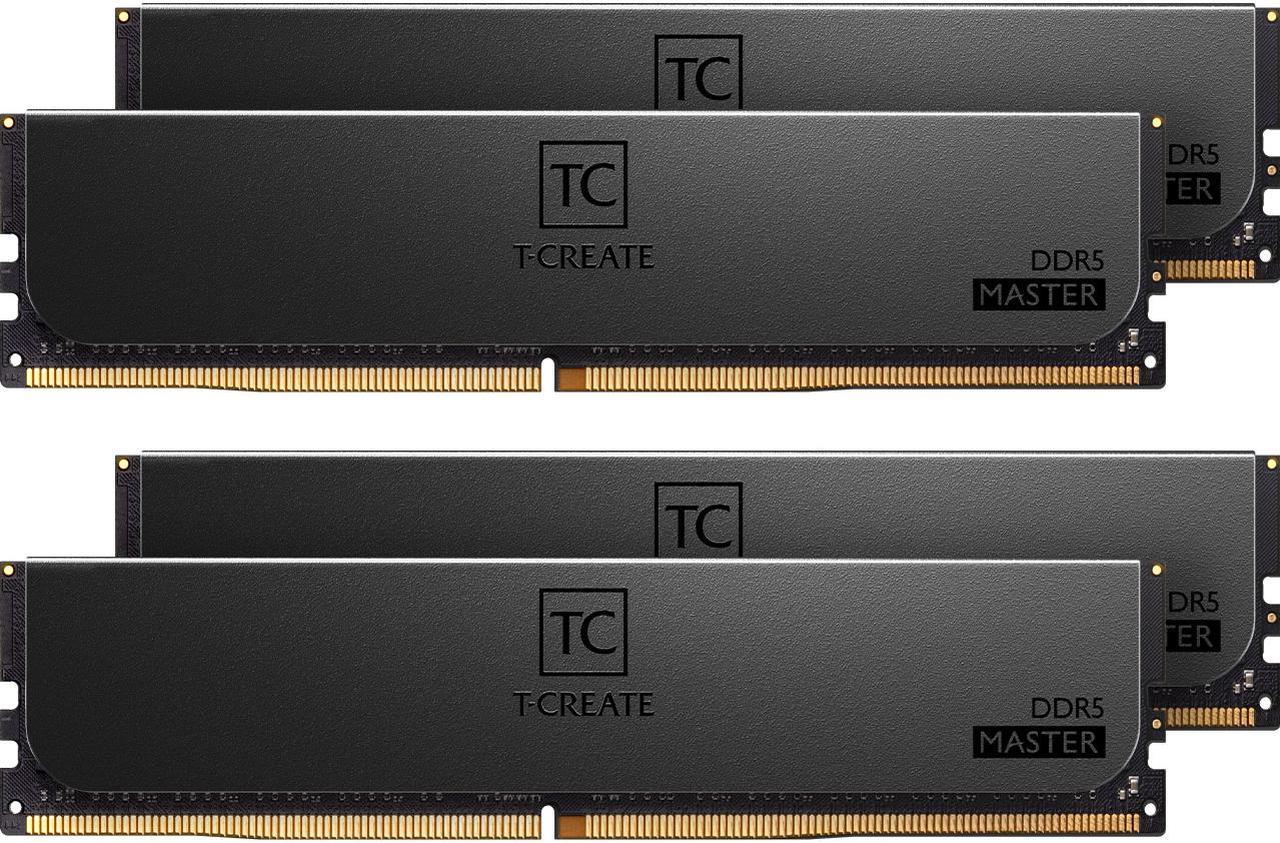 TEAMGROUP T-Create Master Overclocking DDR5 R-DIMM 64GB Kit (4 x 16GB) 6400MHz (PC5-51200) CL32 Hynix A-DIE Workstation Memory Module Ram Black - CTCMD564G6400HC32AQC01