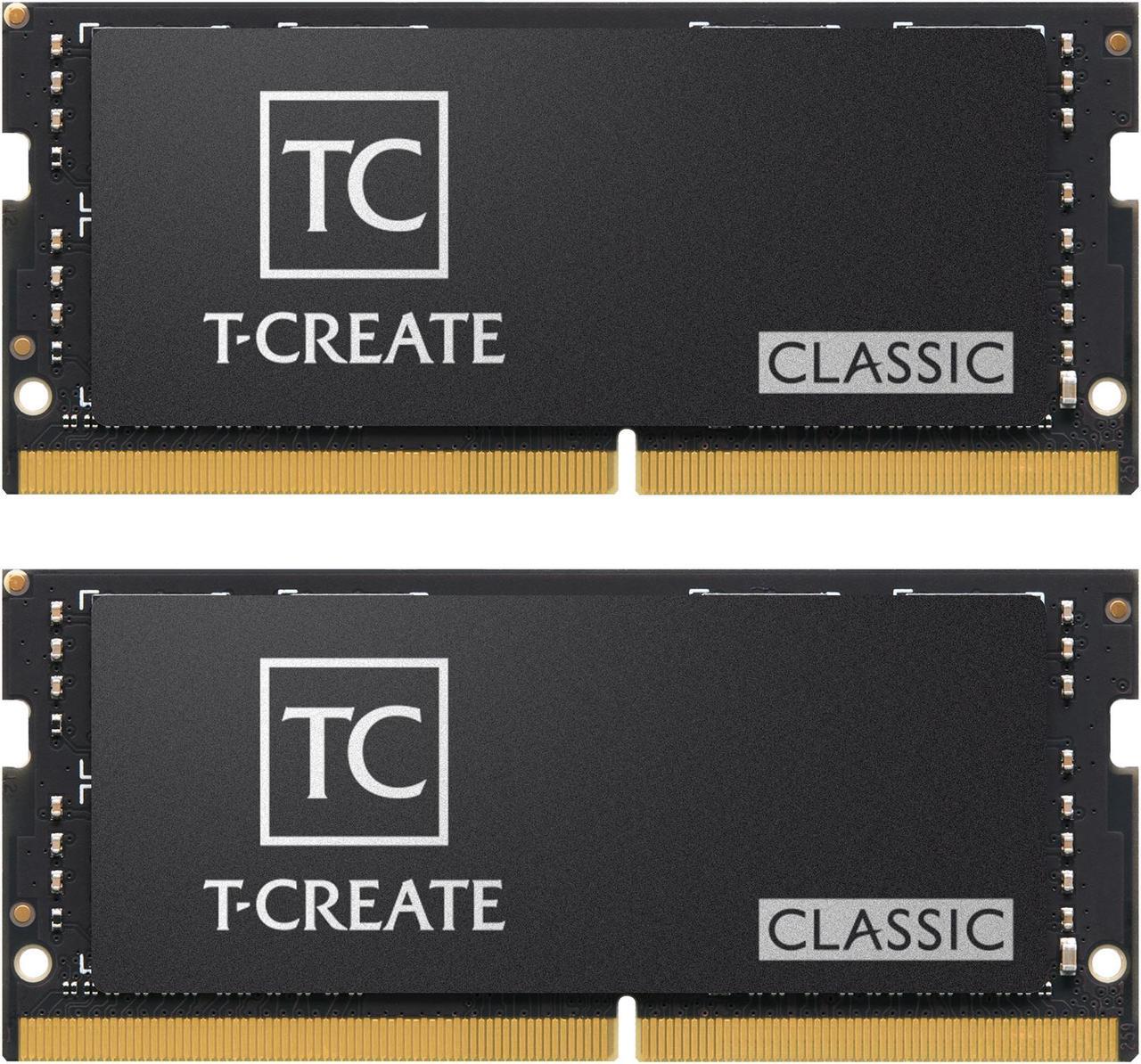 Team T-CREATE CLASSIC 64GB (2 x 32GB) 260 Pin Non-ECC Unbuffered DIMM DDR4 3200 (PC4 25600) Laptop Memory Model TTCBD464G3200HC22DC-S01