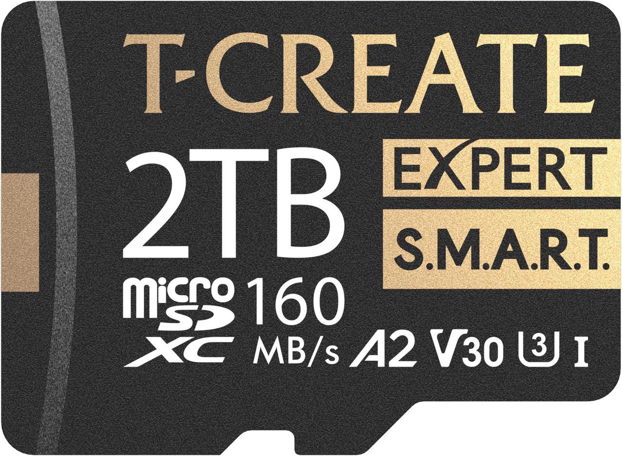 TEAMGROUP 2TB T-Create Expert S.M.A.R.T Monitored A2 microSDXC UHSI-I/U3 V30 4K High speed memory card with adapter, Compatible with GoPro, Insta360, Speed up to 170MB/s (TTCS2TIA2V3003)