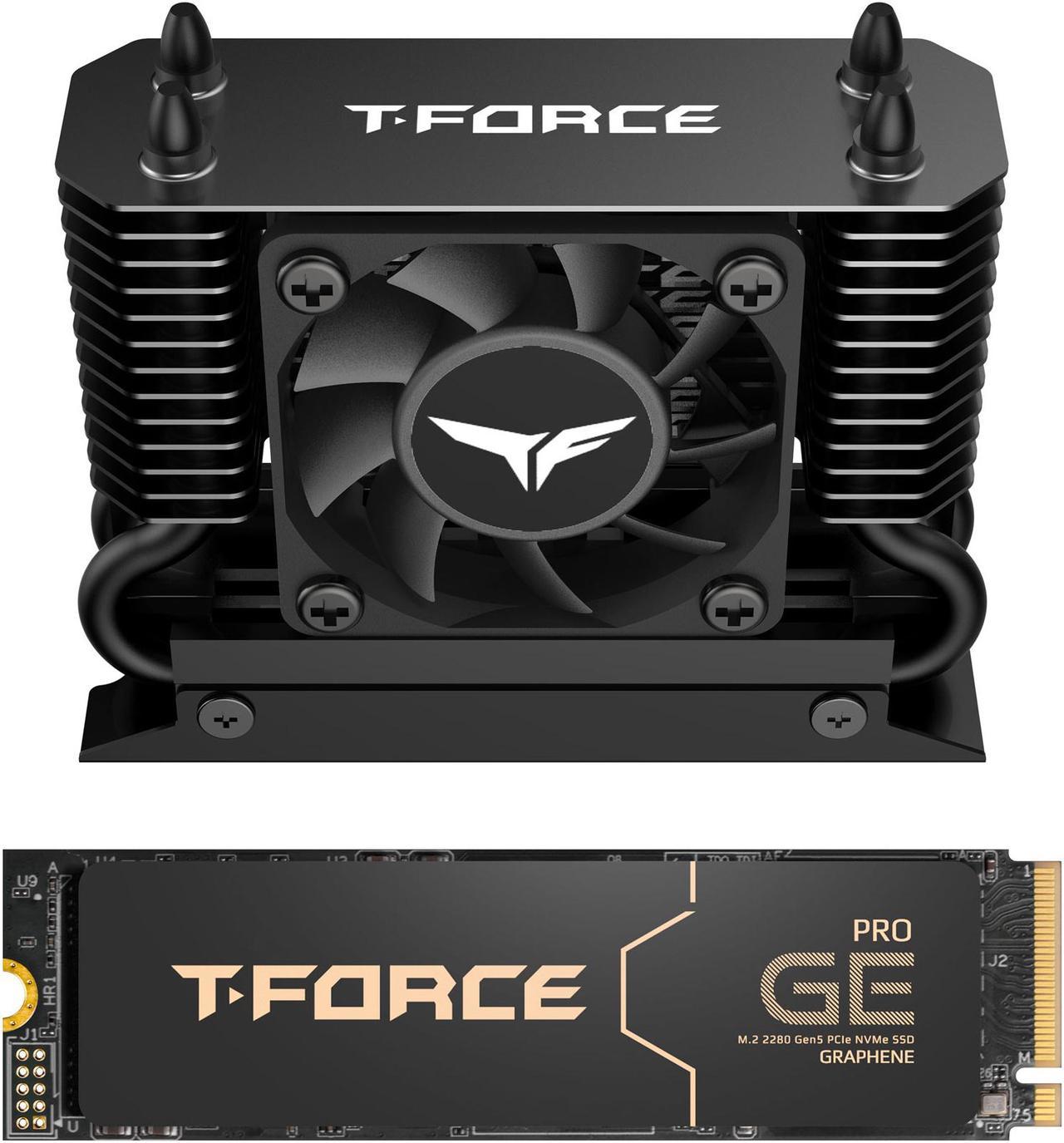 Team Group T-FORCE GE PRO M.2 2280 2TB PCIe Gen 5.0x4 with NVMe 2.0 3D NAND Internal Solid State Drive (SSD) with AirFlow 1 TM8FG3004T0C133