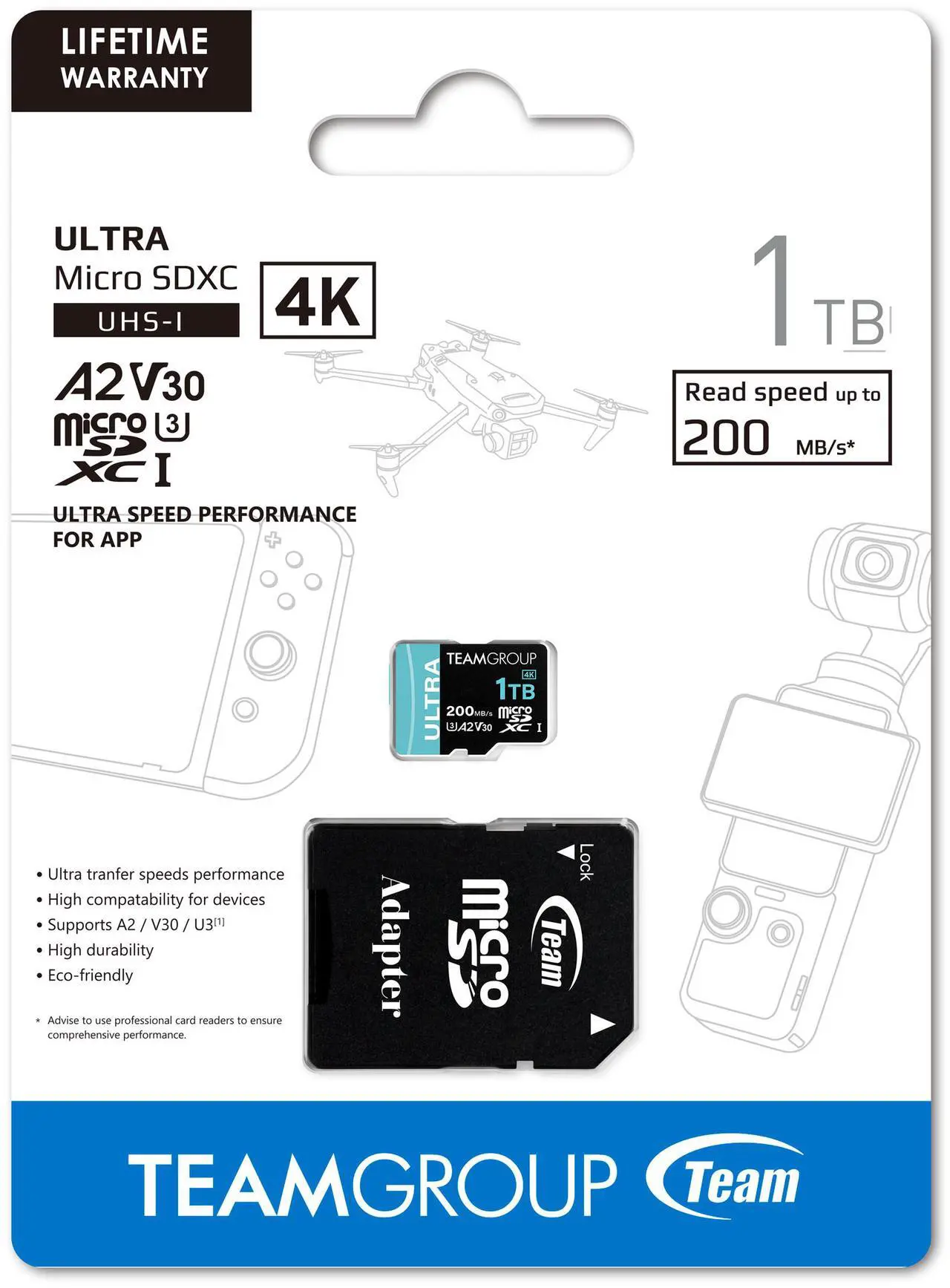 Alt view image 2 of 2 - Team 1TB Ultra-Fast microSDXC UHS-I/U3 Memory Card with Adapter, compatible with Nintendo-Switch, Steam Deck, and ROG Ally, Speed Up to 200MB/s (TULMSDX1TIA2V3022503)