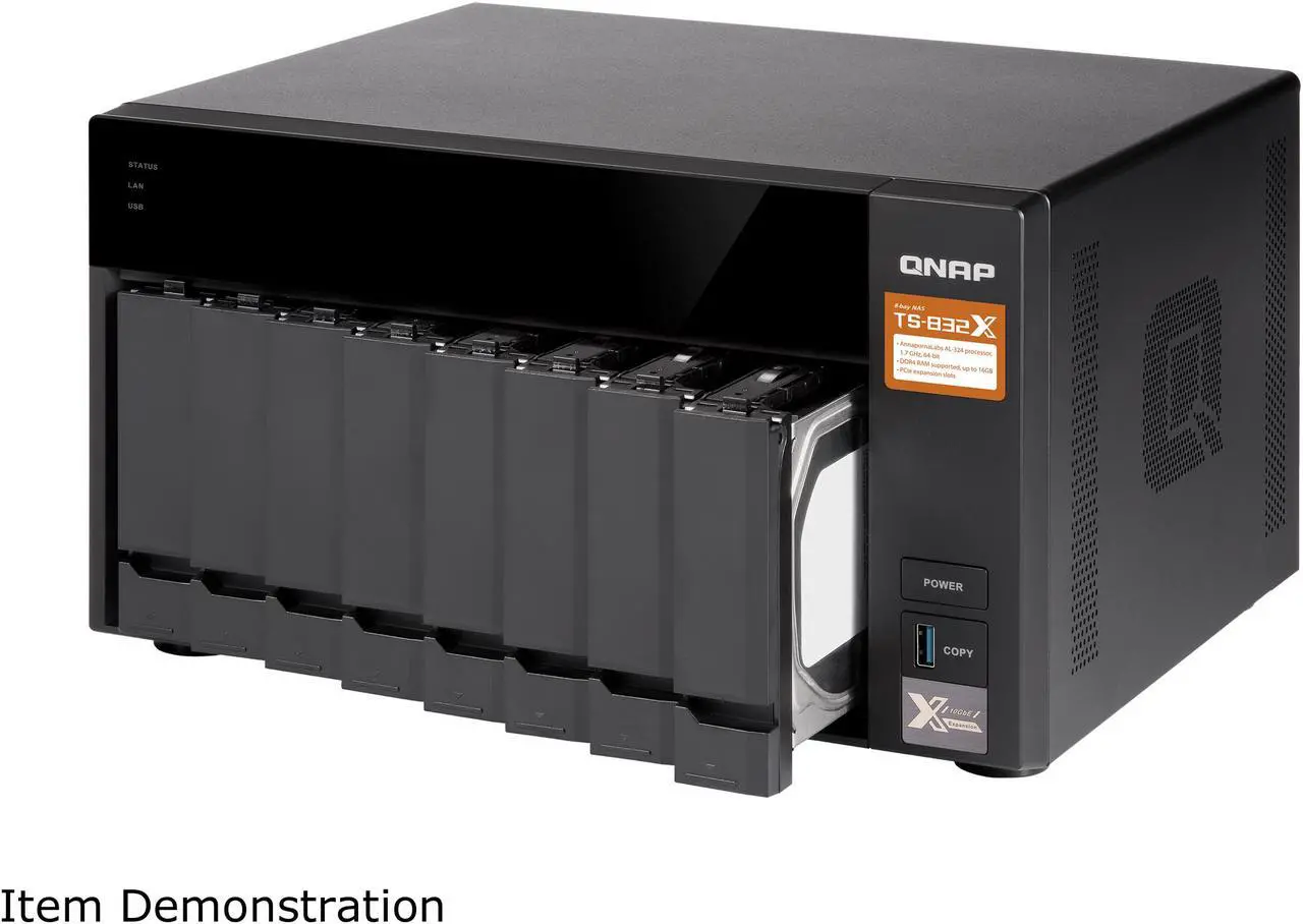 Alt view image 8 of 12 - QNAP TS-832X-2G-US High-Performance 8-Bay 64-bit NAS Built-in 2 x 10 GbE (SFP+) Network, Hardware Encryption, Quad Core 1.7 GHz, 2GB RAM, 2 x 1 GbE