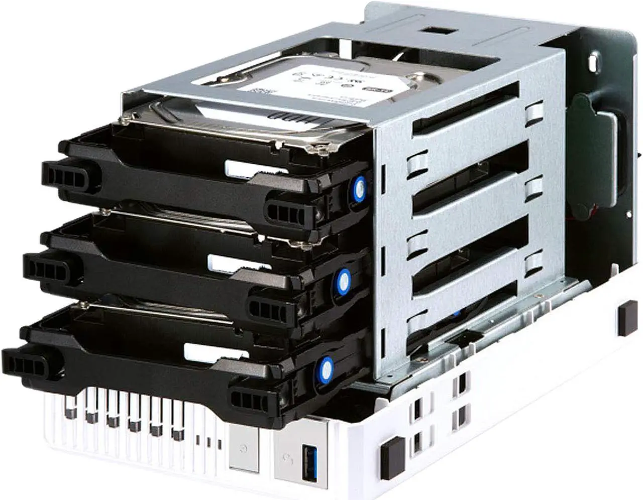 Alt view image 3 of 12 - QNAP TS-332X 3-Bay 64-bit NAS with Built-in 10G Network. Quad Core 1.7 GHz, 2GB RAM, 1 x 10 GbE (SFP+), 2 x 1 GbE, 3 x 3.5 / 2.5" Drive Slots, 3 x M.2 SATA 2280 Slots, RAID 0/1/5