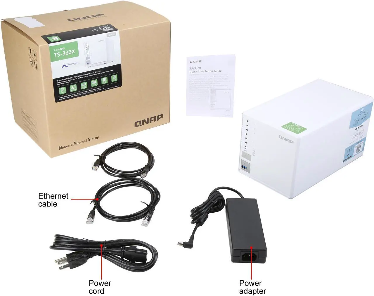 Alt view image 13 of 12 - QNAP TS-332X 3-Bay 64-bit NAS with Built-in 10G Network. Quad Core 1.7 GHz, 2GB RAM, 1 x 10 GbE (SFP+), 2 x 1 GbE, 3 x 3.5 / 2.5" Drive Slots, 3 x M.2 SATA 2280 Slots, RAID 0/1/5