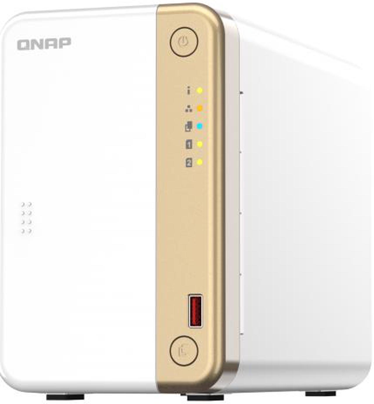 QNAP 2-Bay desktop NAS, Intel Celeron N4505 dual-core processor, 4GB DDR4 SODIMM RAM, SATA 6Gb/s, M.2 2280 PCIe Gen 3x1 slots, 1x2.5GbE, 1 x PCIe 3.0 x2 slot for QM2 or addiotional NIC, USB 3.2 Gen 2, AES-NI encryption, 4K hardware transcod