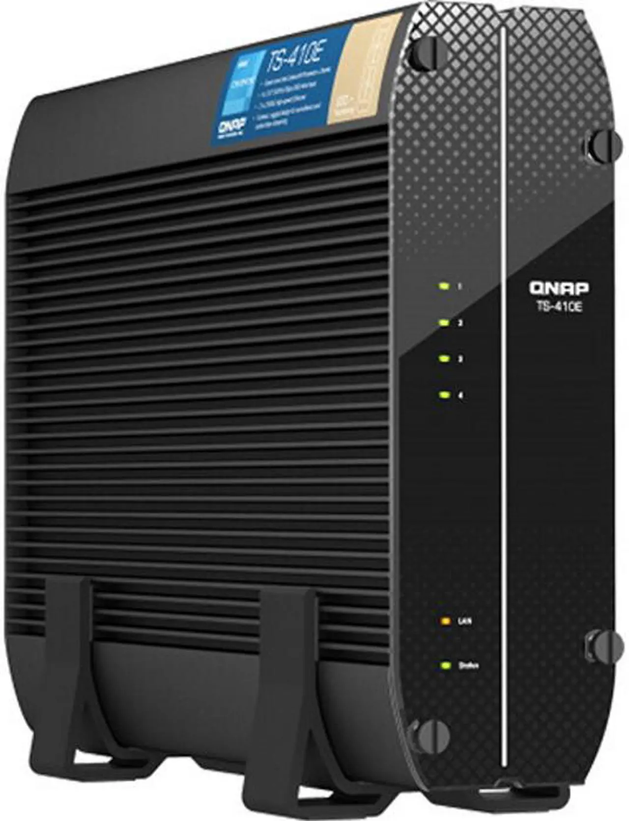 Main image of QNAP TS-410E-8G-US 4 Bay Professional fanless Desktop NAS with Intel Celeron Quad-core Processor, 8 GB DDR4 RAM and Dual 2.5GbE (2.5G/1G/100M) Network Connectivity (Diskless)
