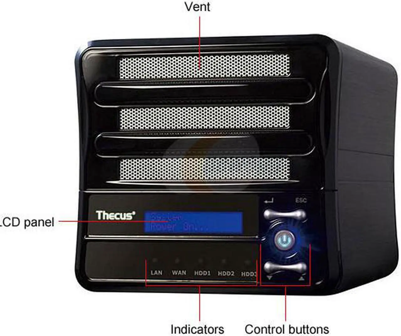Alt view image 2 of 5 - Thecus N3200 Diskless System RAID 5 Security Network Storage