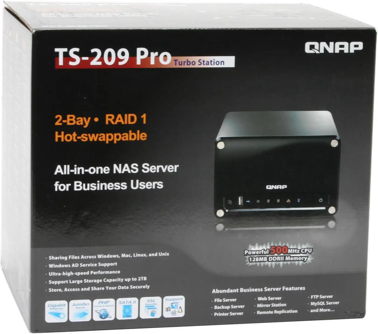 Alt view image 6 of 6 - QNAP TS-209 Pro Diskless System All-in-one NAS Server for Business Users