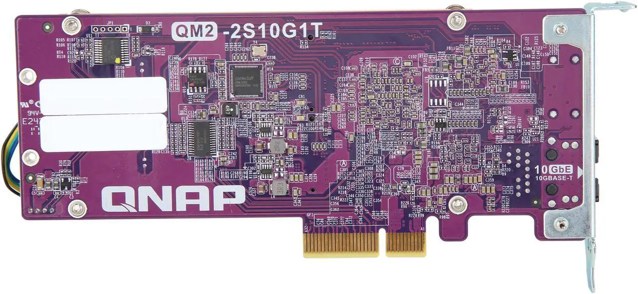 Alt view image 5 of 6 - QNAP QM2-2S10G1T Dual M.2 22110/2280 SATA SSD and Single 10GBASE-T 10GbE Network Expansion Card (PCIe Gen2 x 4), Low-Profile Bracket pre-Loaded, Flat and Full-Height are Bundled, SSD not Included