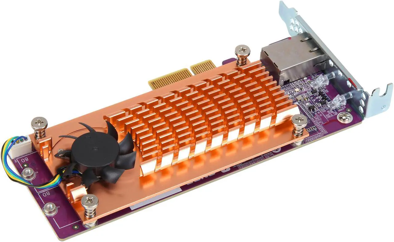 Alt view image 6 of 6 - QNAP QM2-2S10G1T Dual M.2 22110/2280 SATA SSD and Single 10GBASE-T 10GbE Network Expansion Card (PCIe Gen2 x 4), Low-Profile Bracket pre-Loaded, Flat and Full-Height are Bundled, SSD not Included