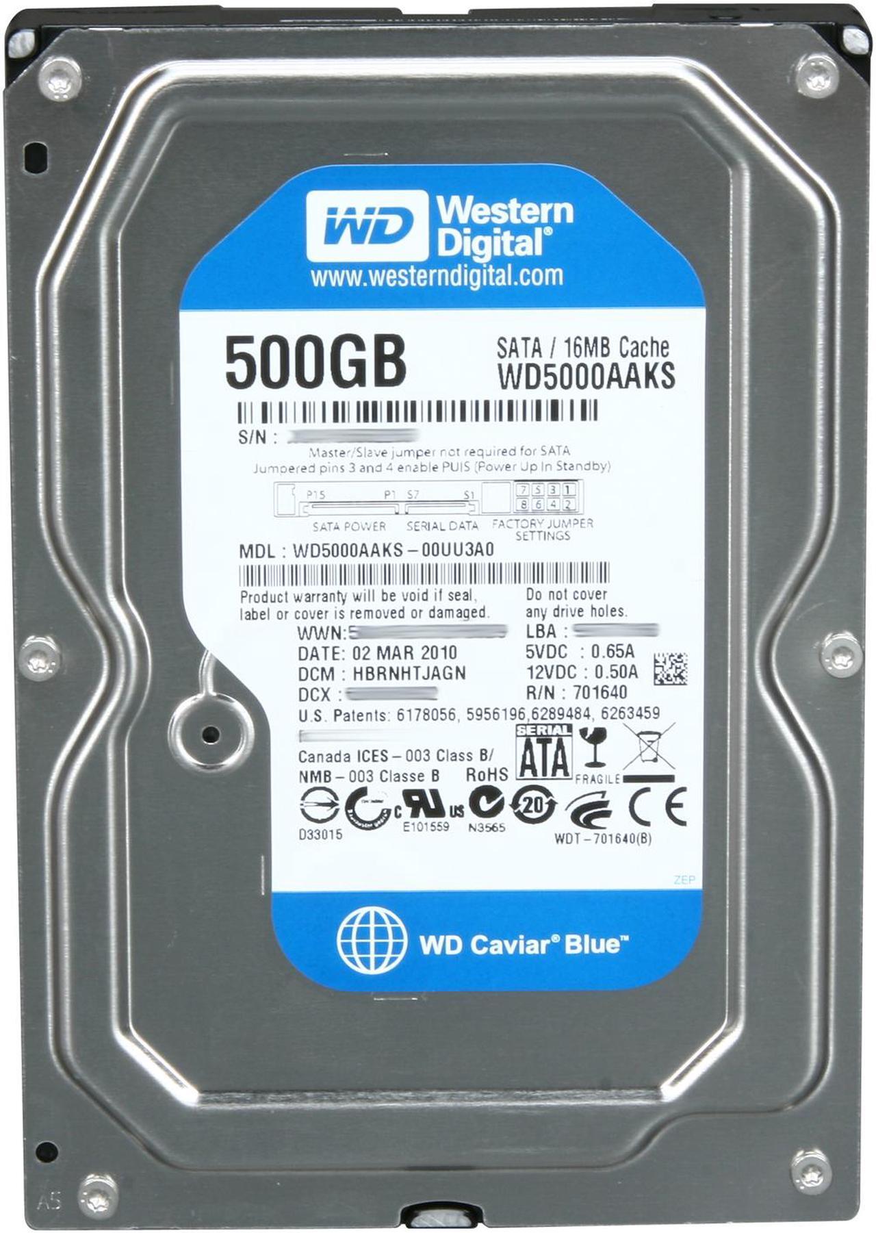 Alt view image 2 of 4 - Western Digital Blue WD5000AAKS 500GB 7200 RPM 16MB Cache SATA 3.0Gb/s 3.5" Internal Hard Drive Bare Drive