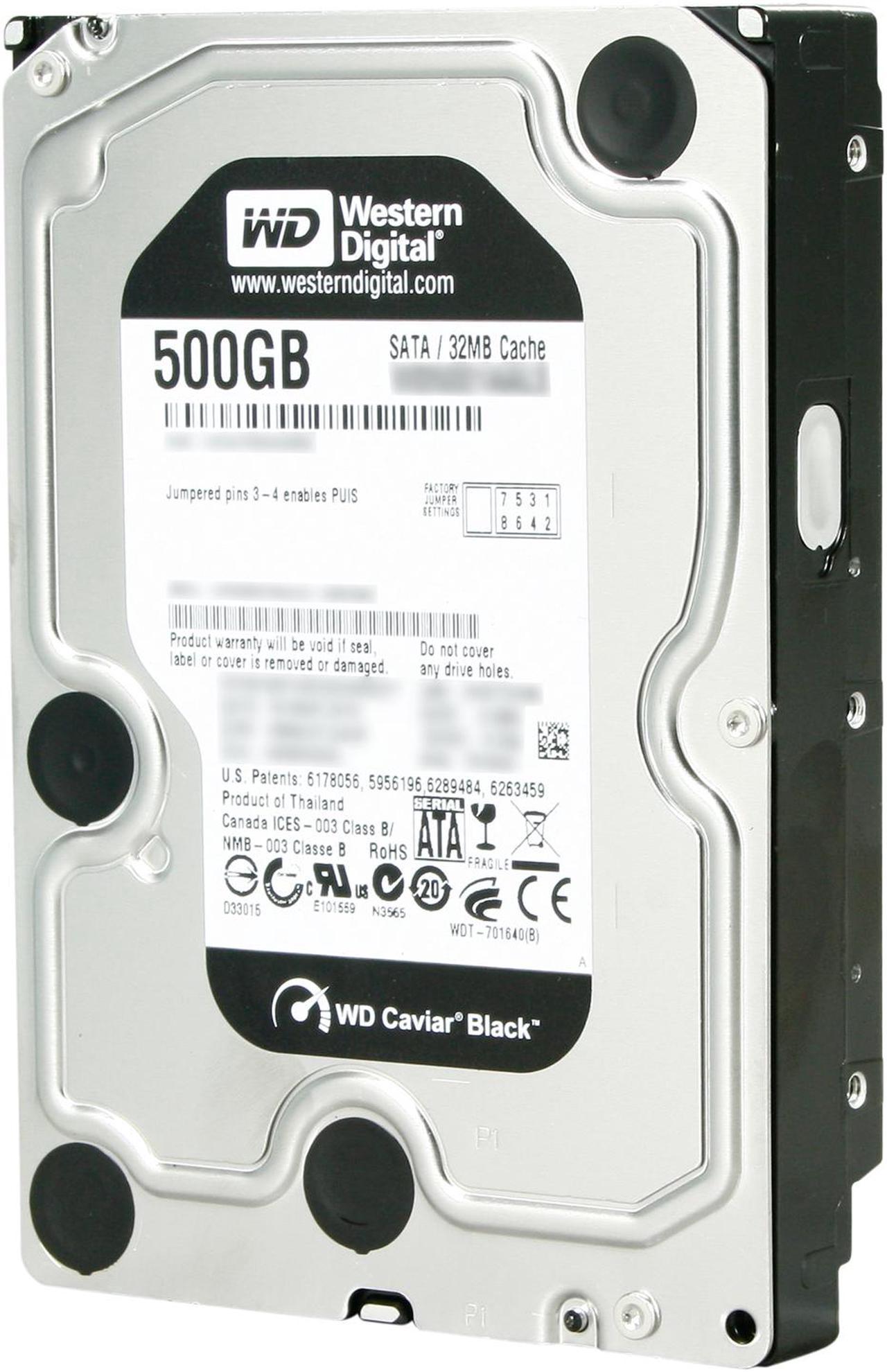 Western Digital Black WD5001AALS 500GB 7200 RPM 32MB Cache SATA 3.0Gb/s 3.5" Internal Hard Drive Bare Drive