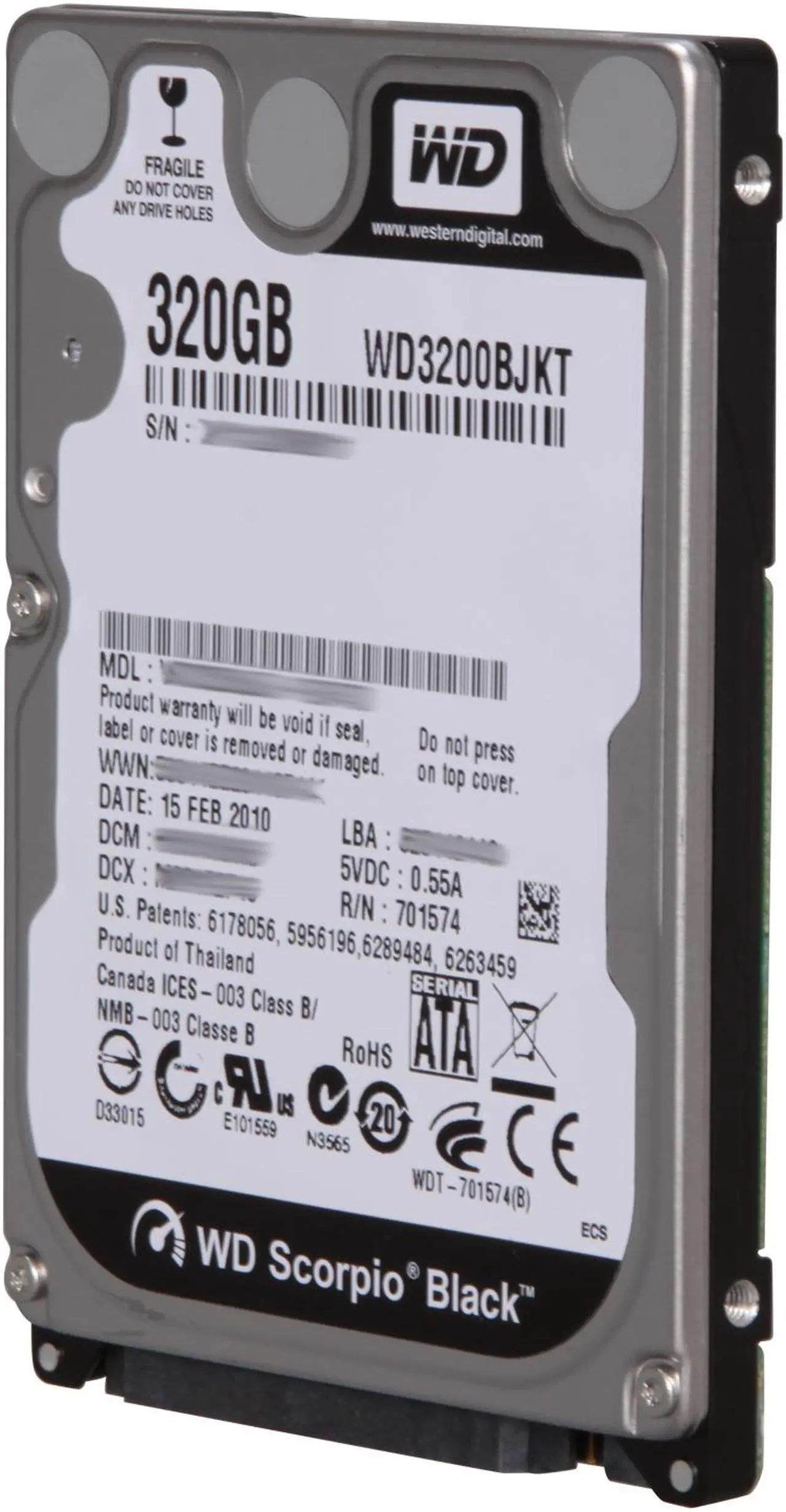 Main image of Western Digital Scorpio Black WD3200BJKT-00F4T0 320GB 7200 RPM 16MB Cache SATA 3.0Gb/s 2.5" Notebook Hard Drive Bare Drive