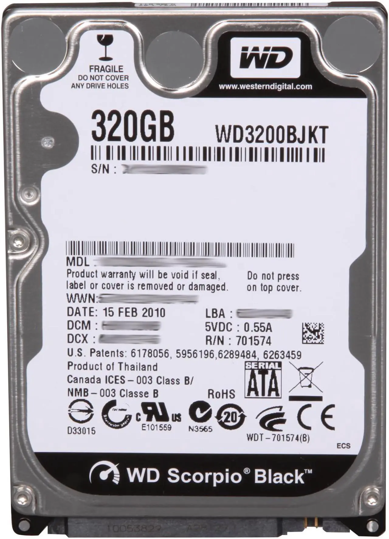 Alt view image 2 of 4 - Western Digital Scorpio Black WD3200BJKT-00F4T0 320GB 7200 RPM 16MB Cache SATA 3.0Gb/s 2.5" Notebook Hard Drive Bare Drive