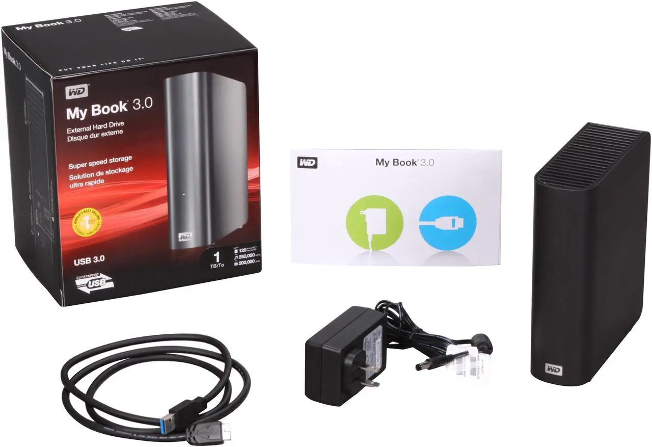 Alt view image 5 of 5 - WD My Book 3.0 1TB USB 3.0 3.5" External Hard Drive WDBAAK0010HCH-NESN