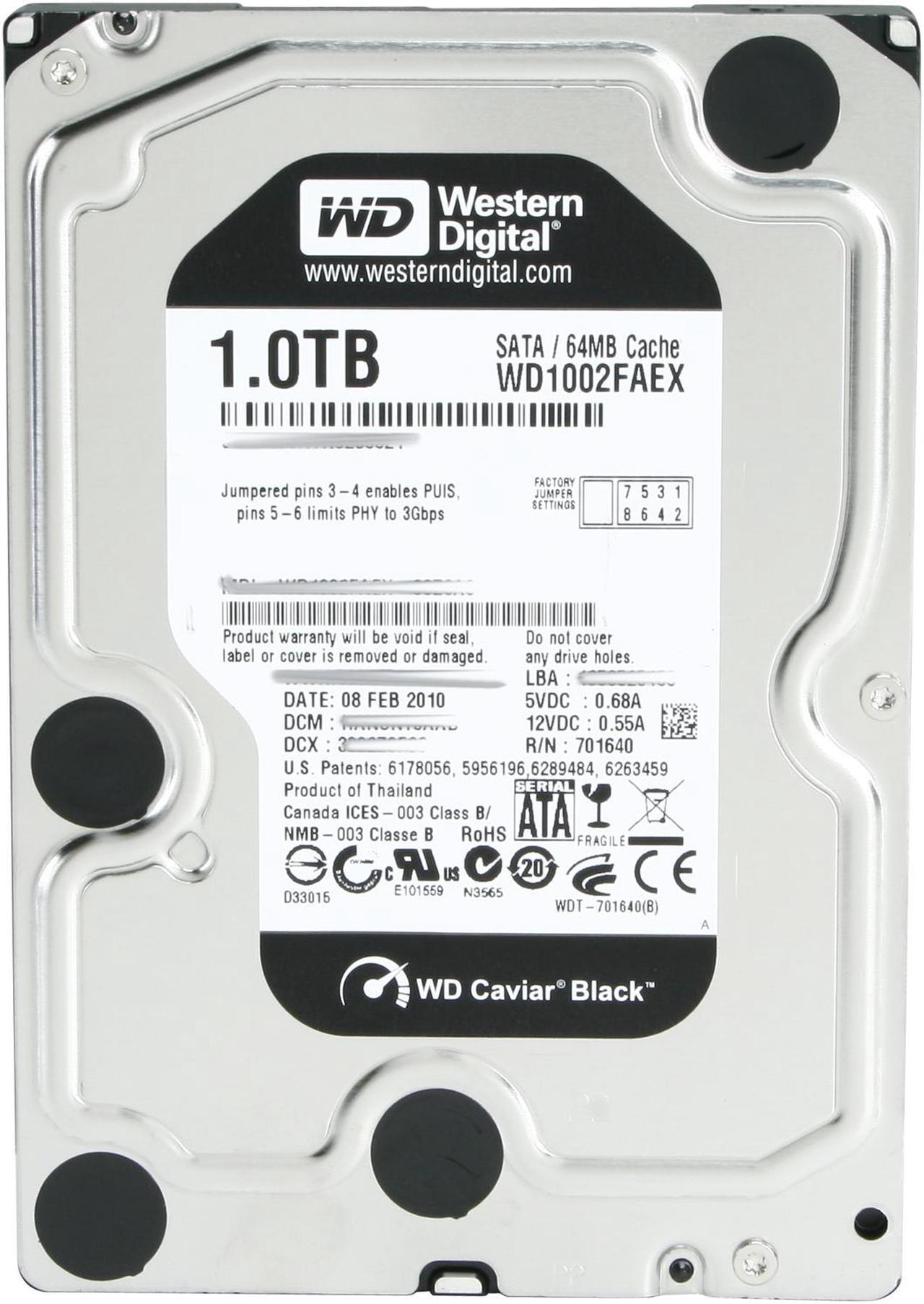 Alt view image 3 of 5 - WD Caviar Black WD1002FAEX 1TB 7200 RPM 64MB Cache SATA 6.0Gb/s 3.5" Internal Hard Drive Bare Drive