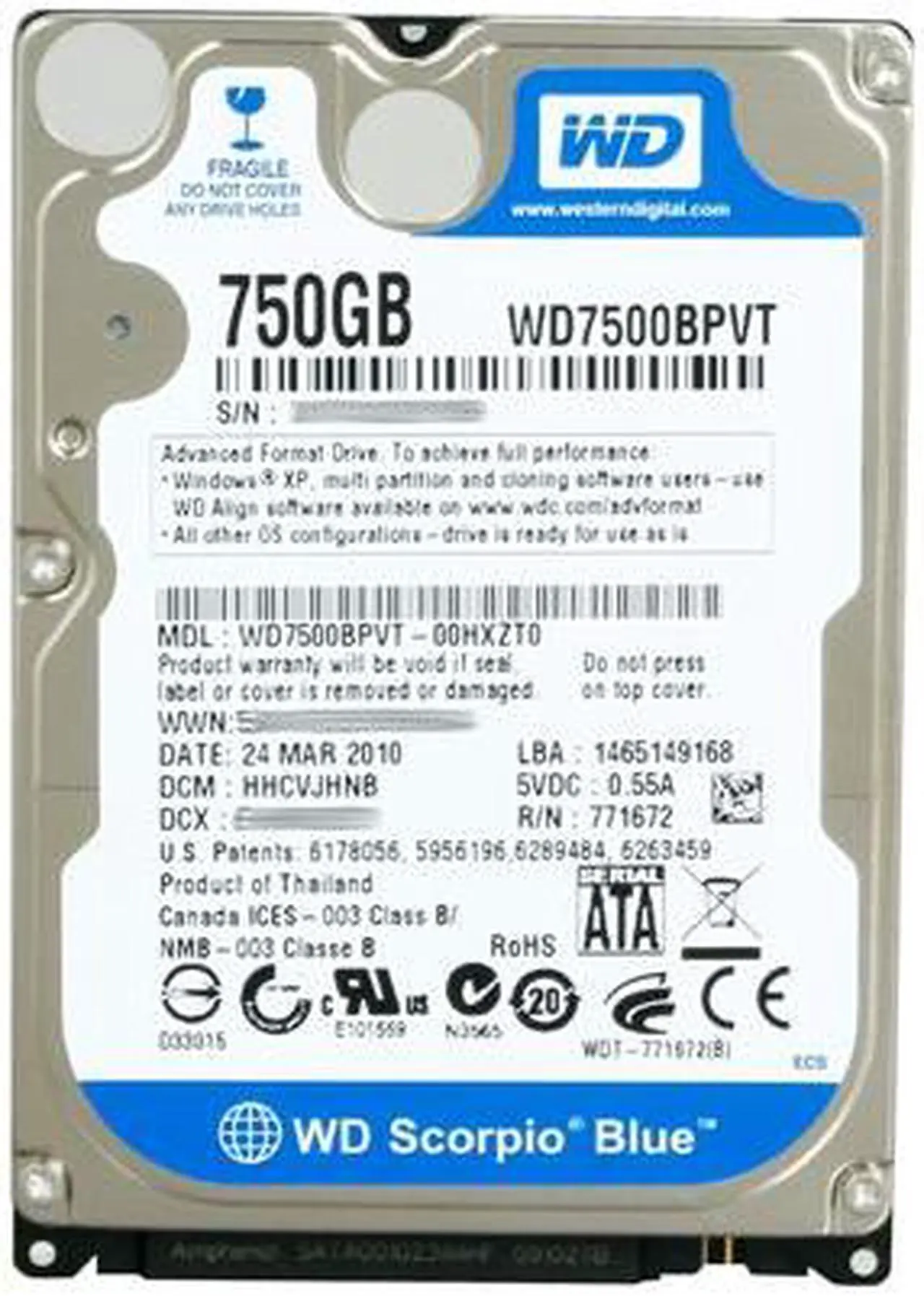 Western Digital Scorpio 750GB Hard Drive - Thumbnail 5