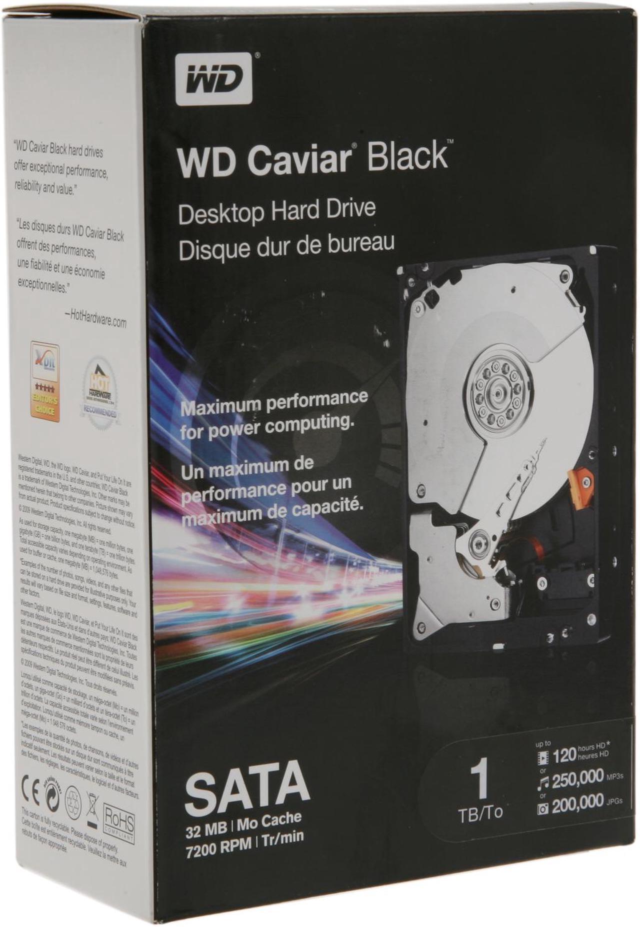 WD WD Black WDBAAZ0010HNC-NRSN 1TB 7200 RPM 32MB Cache SATA 3.0Gb/s 3.5" Internal Hard Drive -Retail kit